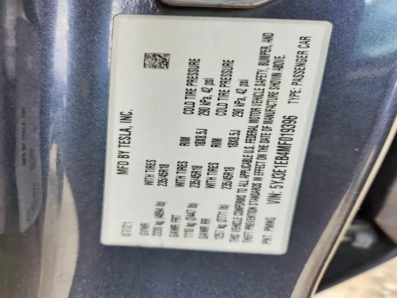2021 TESLA MODEL 3   