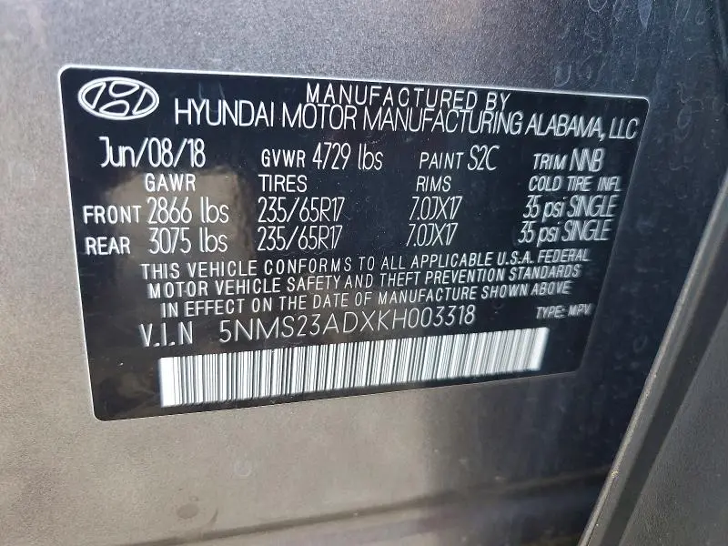 2019 HYUNDAI SANTA FE SE  