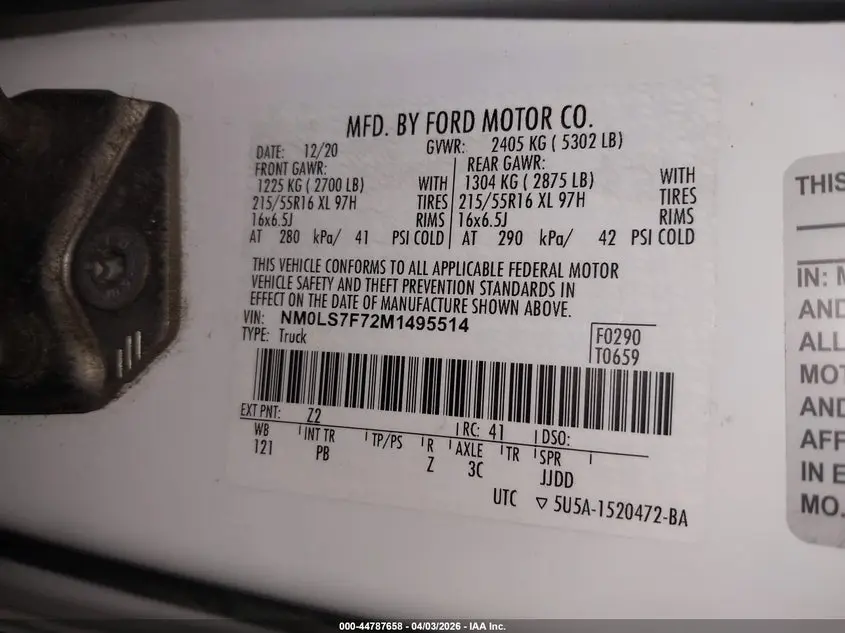 2021 FORD TRANSIT CONNECT XLT