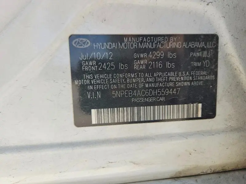 2013 HYUNDAI SONATA   