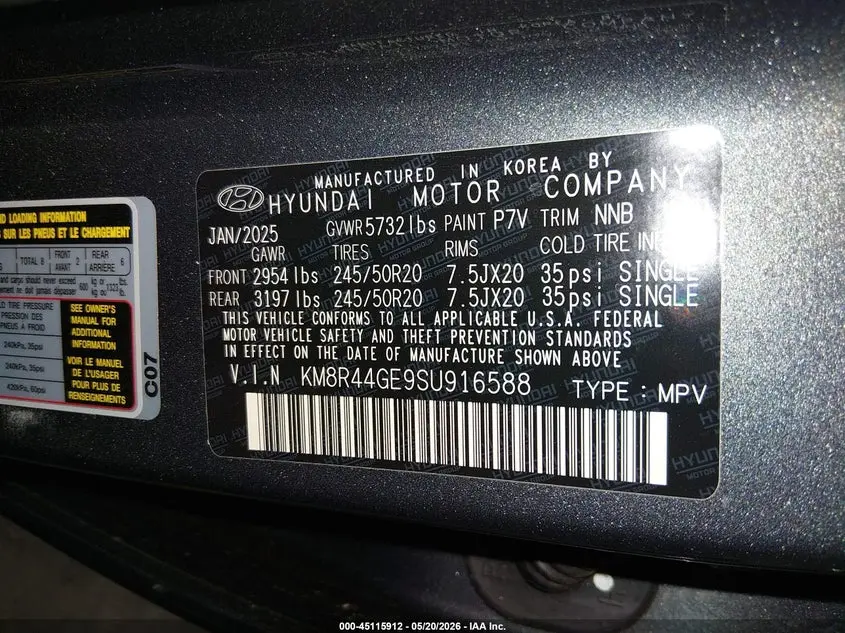 2025 HYUNDAI PALISADE SEL PREMIUM 8P