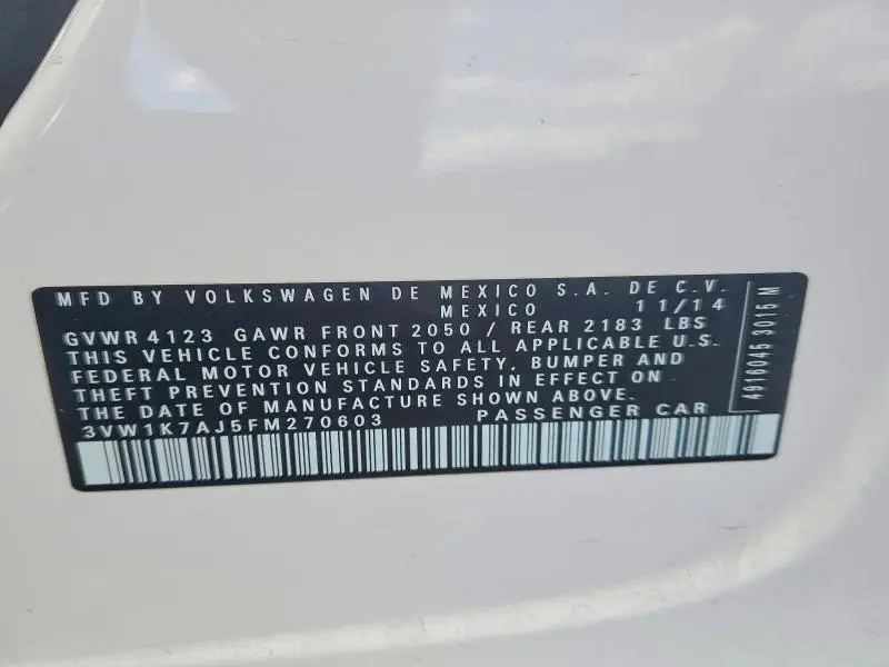2015 VOLKSWAGEN JETTA BASE  