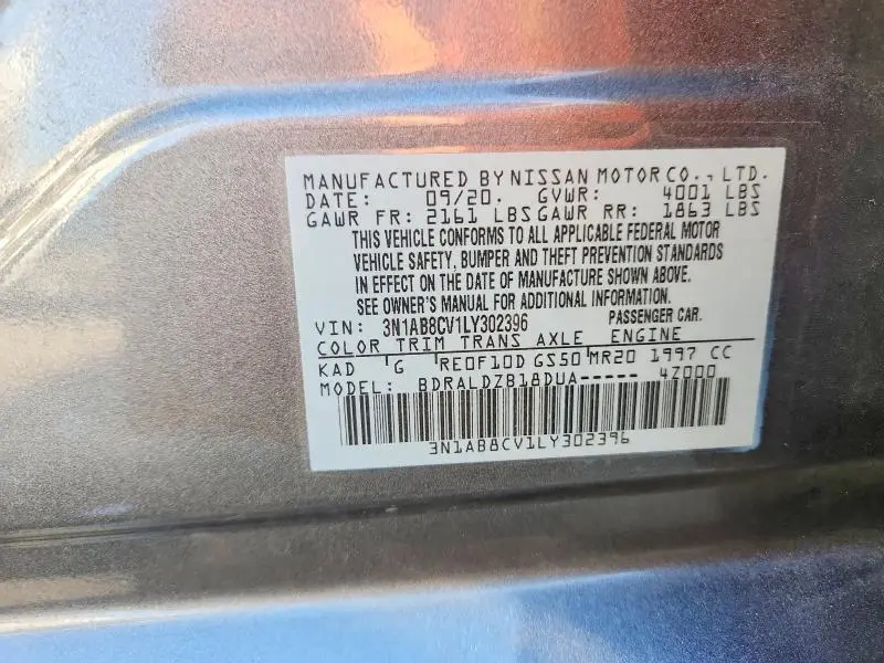 2020 NISSAN SENTRA SV  