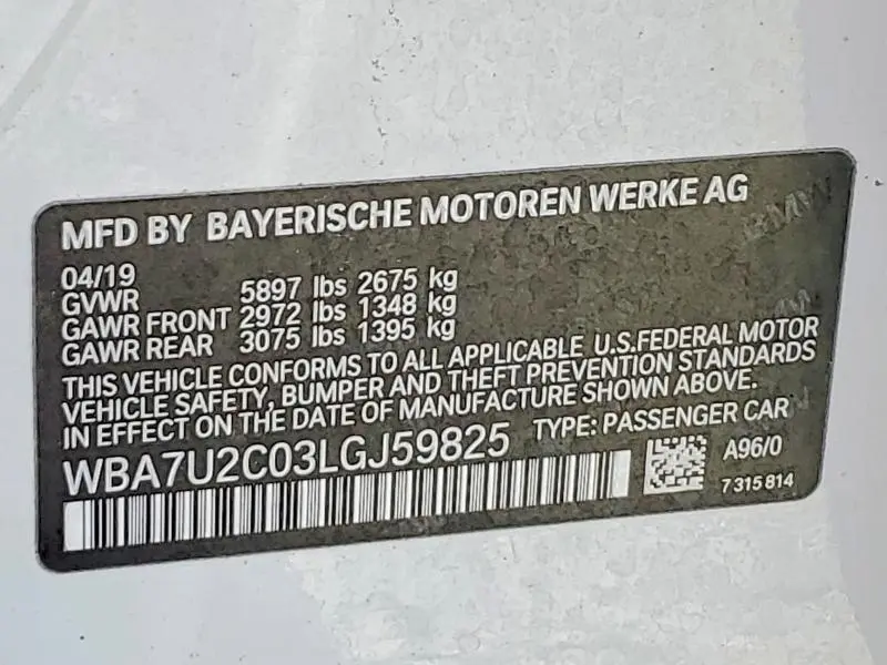 2020 BMW 750 I XDRIVE  