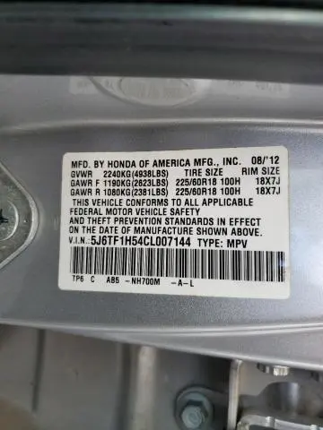 2012 HONDA CROSSTOUR EXL  