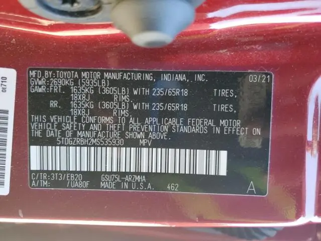 2021 TOYOTA HIGHLANDER XLE  