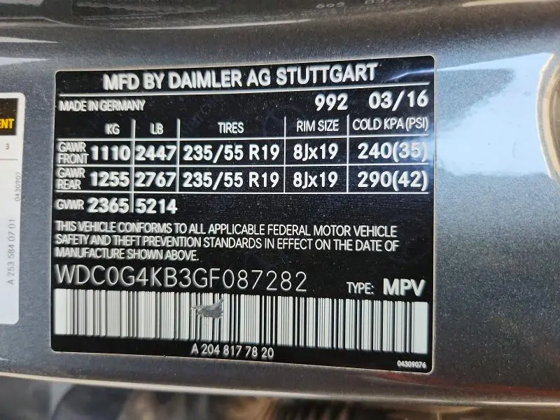 2016 MERCEDES-BENZ GLC 300 4MATIC  