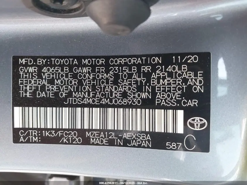 2021 TOYOTA COROLLA SE