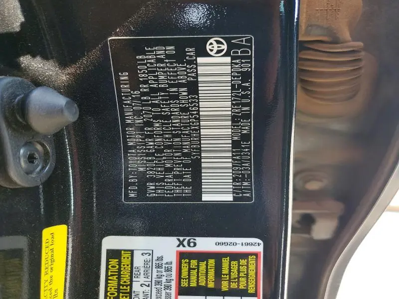 2016 TOYOTA COROLLA L  