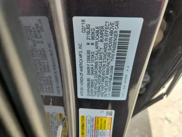2018 HONDA ACCORD EX  