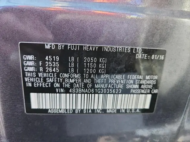 2016 SUBARU LEGACY 2.5I PREMIUM  