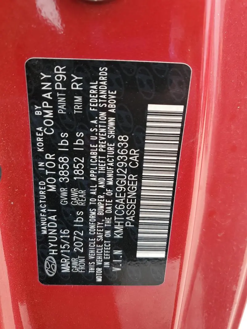 2016 HYUNDAI VELOSTER TURBO  