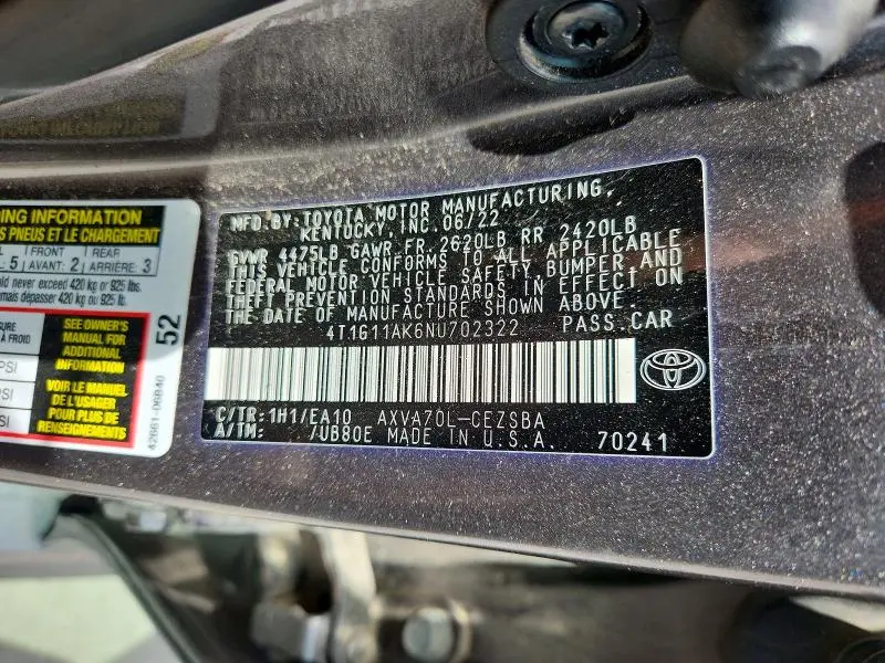 2022 TOYOTA CAMRY SE  