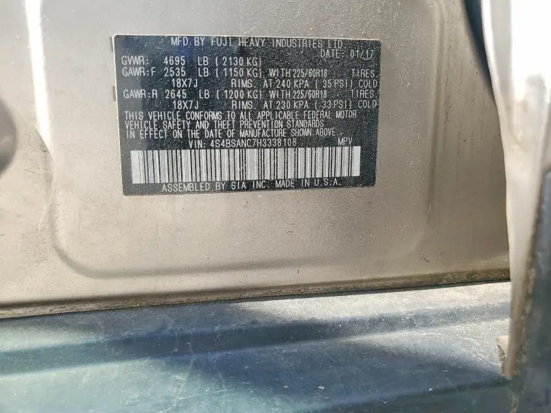 2017 SUBARU OUTBACK 2.5I LIMITED  