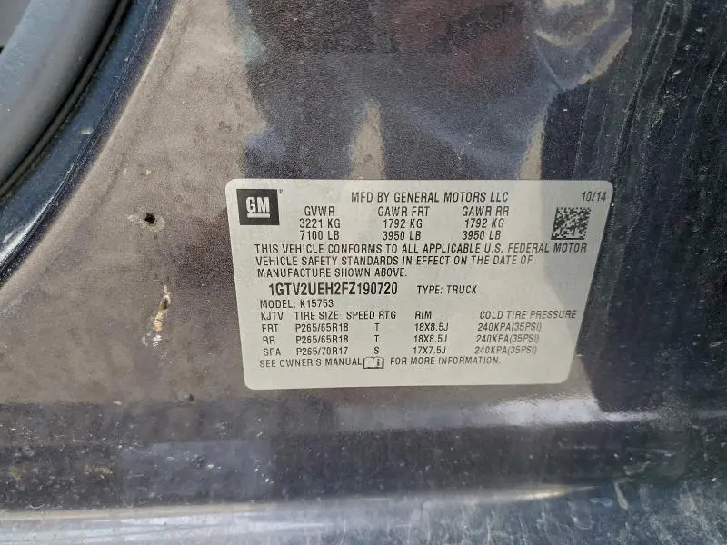 2015 GMC SIERRA K1500 SLE  