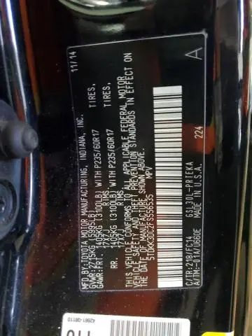 2015 TOYOTA SIENNA LE  