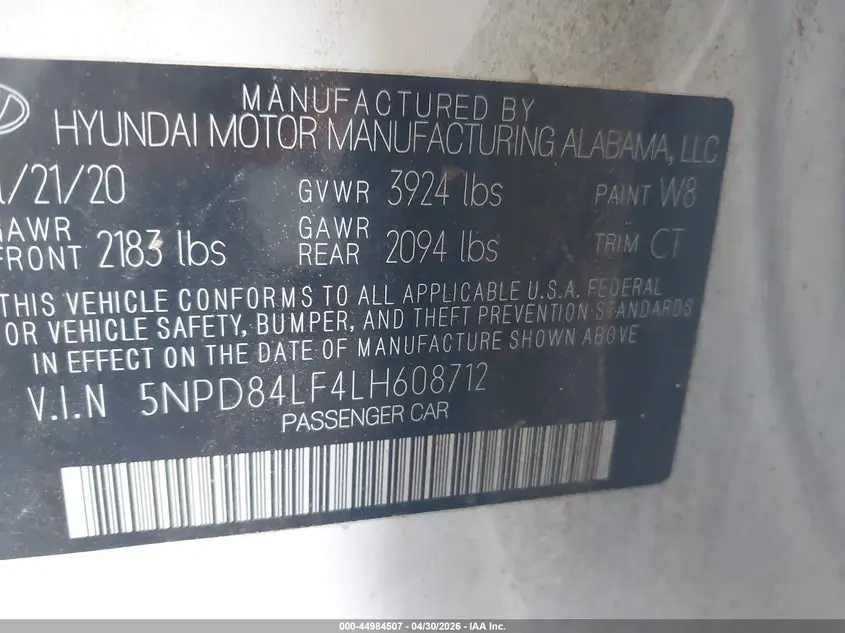2020 HYUNDAI ELANTRA SEL