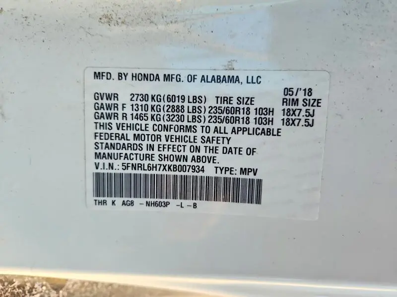 2019 HONDA ODYSSEY EXL  