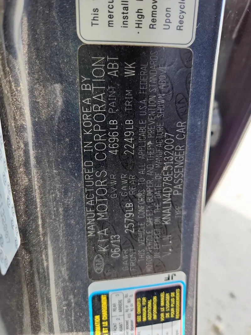 2014 KIA CADENZA PREMIUM  