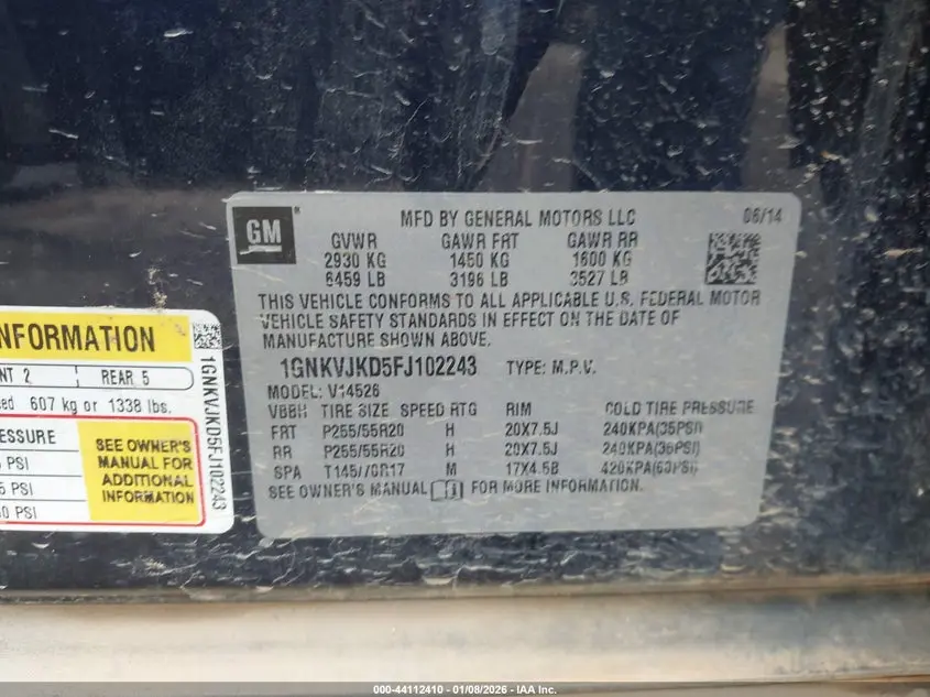 2015 CHEVROLET TRAVERSE LTZ