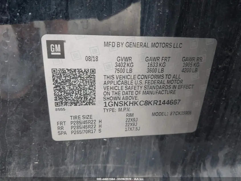2019 CHEVROLET SUBURBAN LT