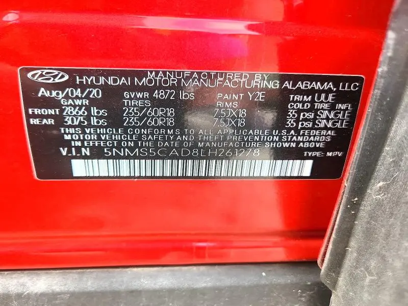 2020 HYUNDAI SANTA FE LIMITED  