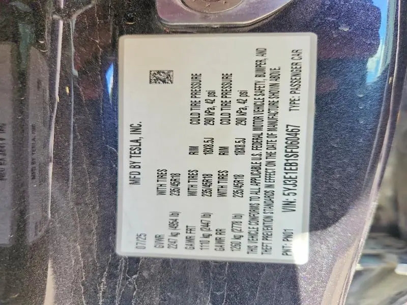 2025 TESLA MODEL 3   