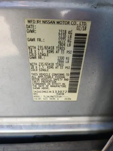 2018 NISSAN MURANO S  