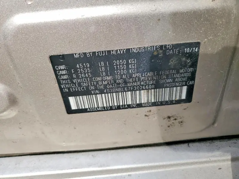 2015 SUBARU LEGACY 2.5I LIMITED  