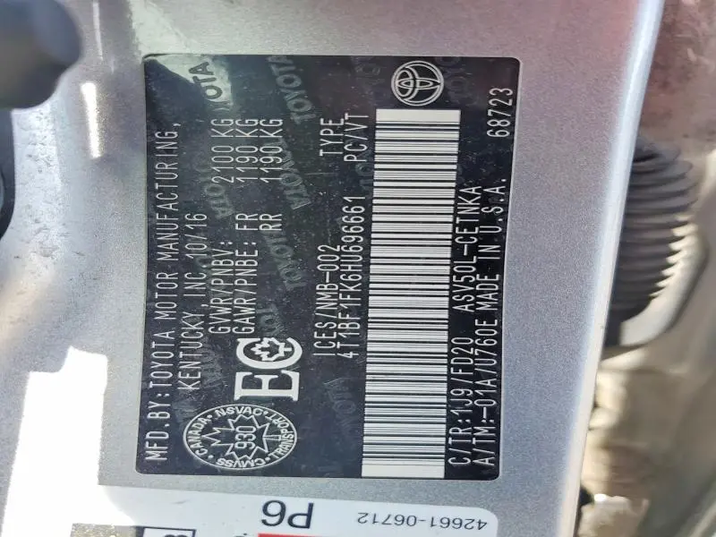 2017 TOYOTA CAMRY LE  