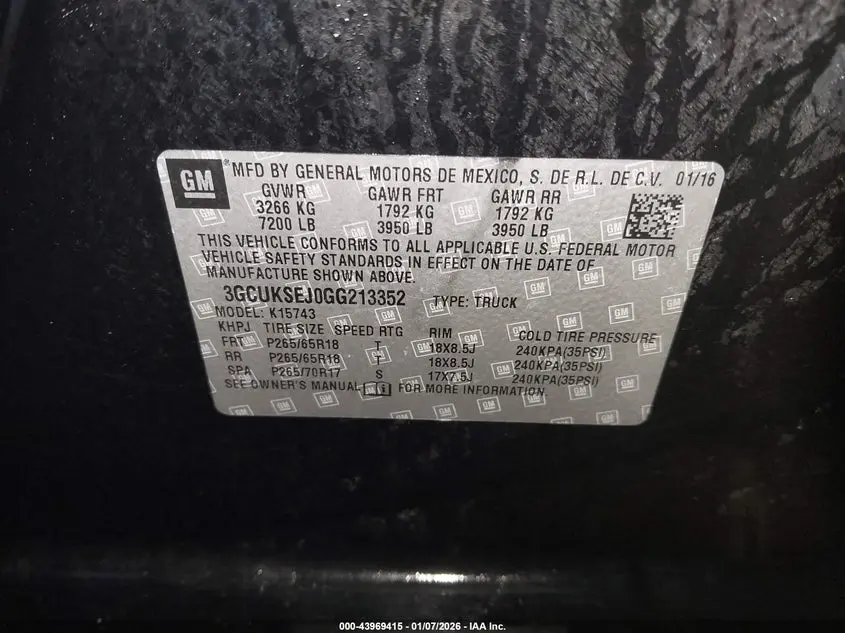 2016 CHEVROLET SILVERADO 1500 2LZ