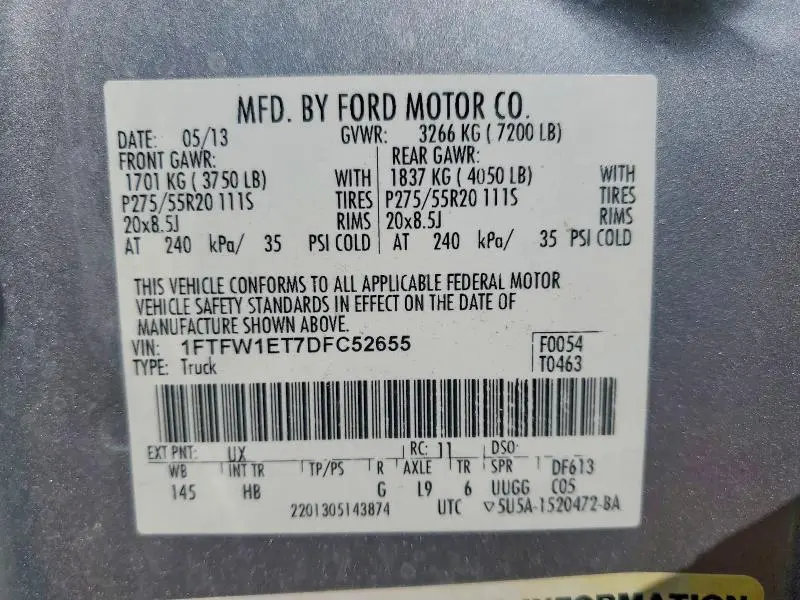 2013 FORD F150 SUPERCREW  