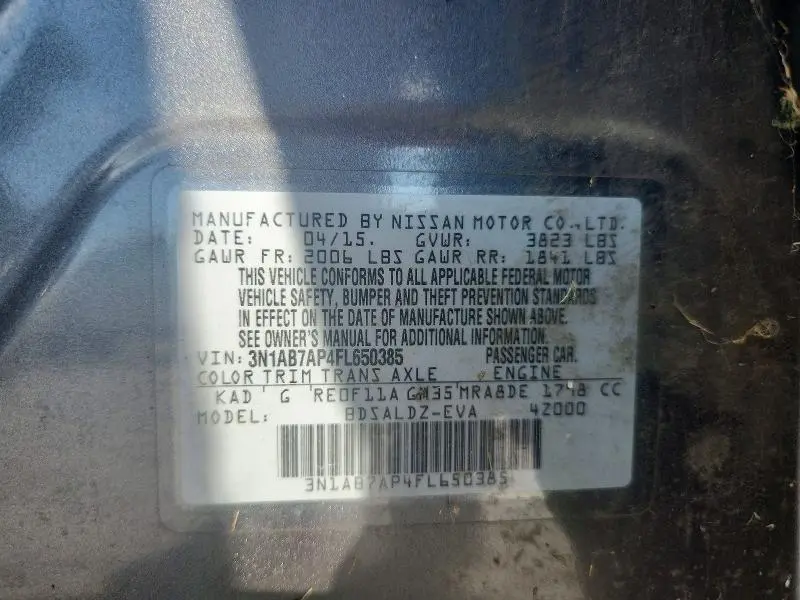 2015 NISSAN SENTRA SV  