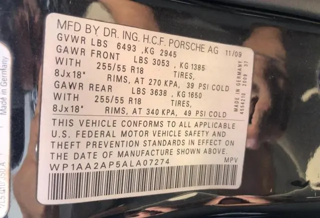 2010 PORSCHE CAYENNE   