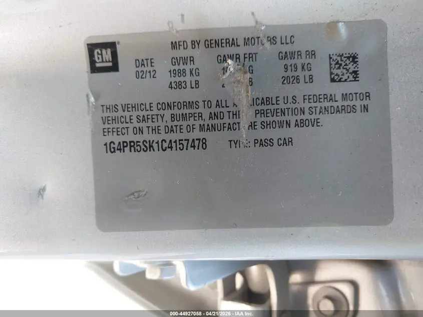 2012 BUICK VERANO CONVENIENCE GROUP