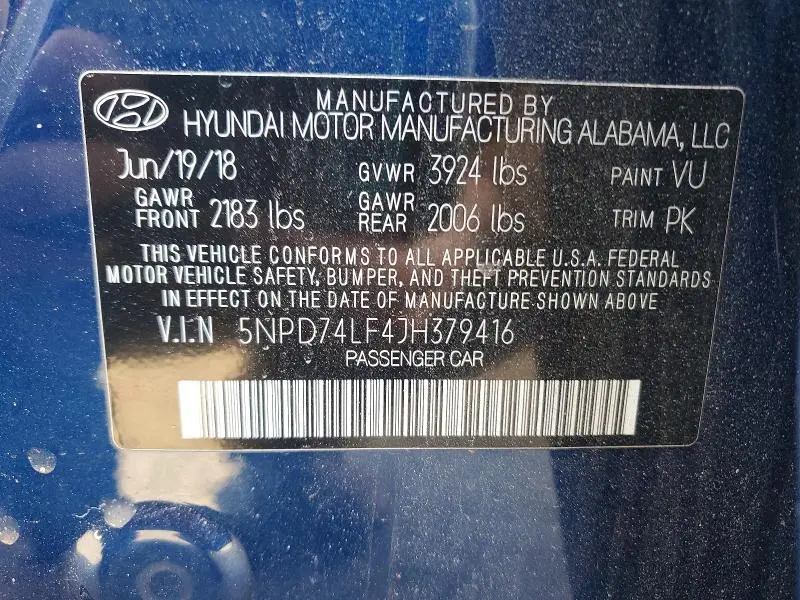 2018 HYUNDAI ELANTRA SE  