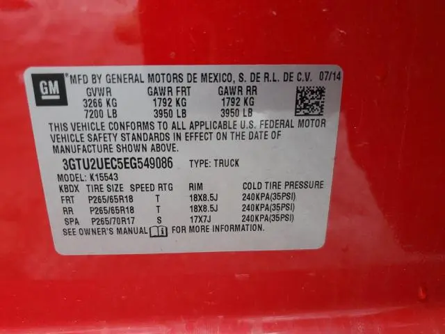 2014 GMC SIERRA K1500 SLE  