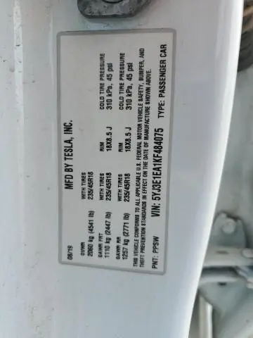 2019 TESLA MODEL 3   