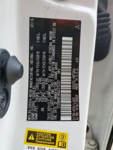 2016 TOYOTA HIGHLANDER LIMITED  