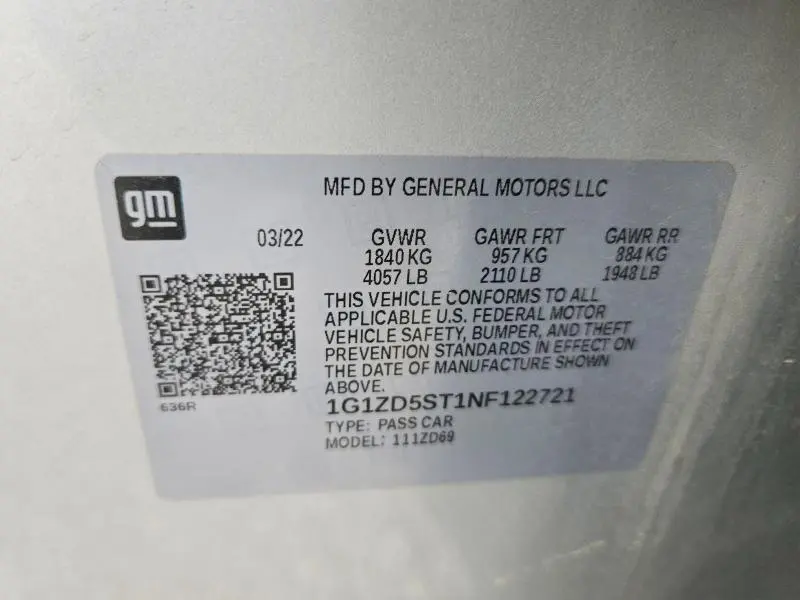 2022 CHEVROLET MALIBU LS   