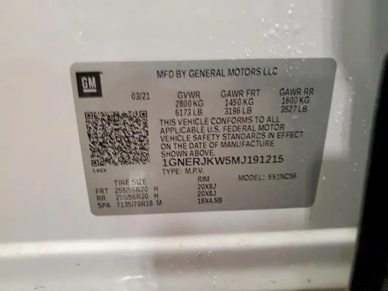 2021 CHEVROLET TRAVERSE RS  