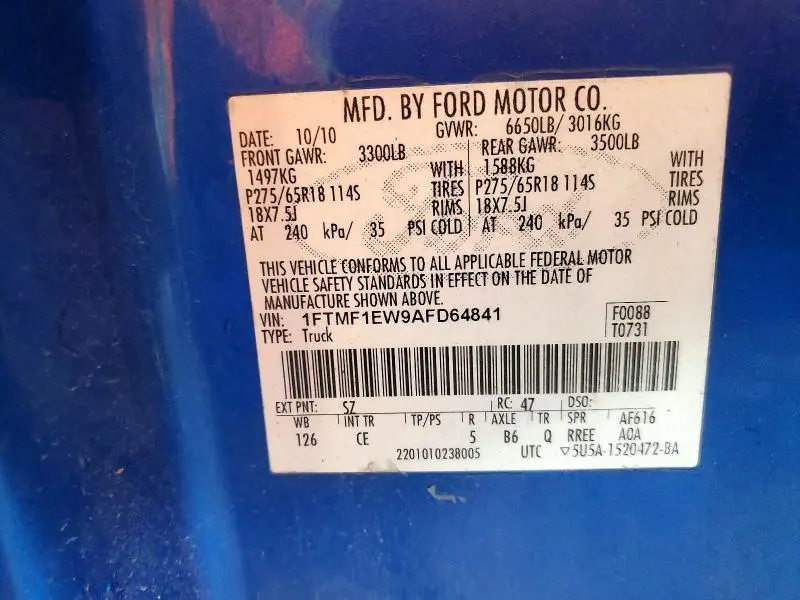 2010 FORD F150   