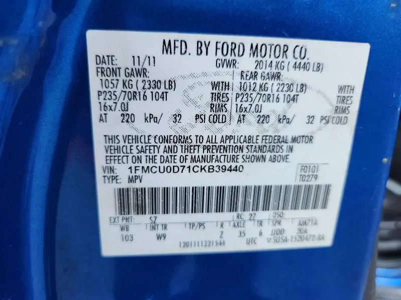 2012 FORD ESCAPE XLT  