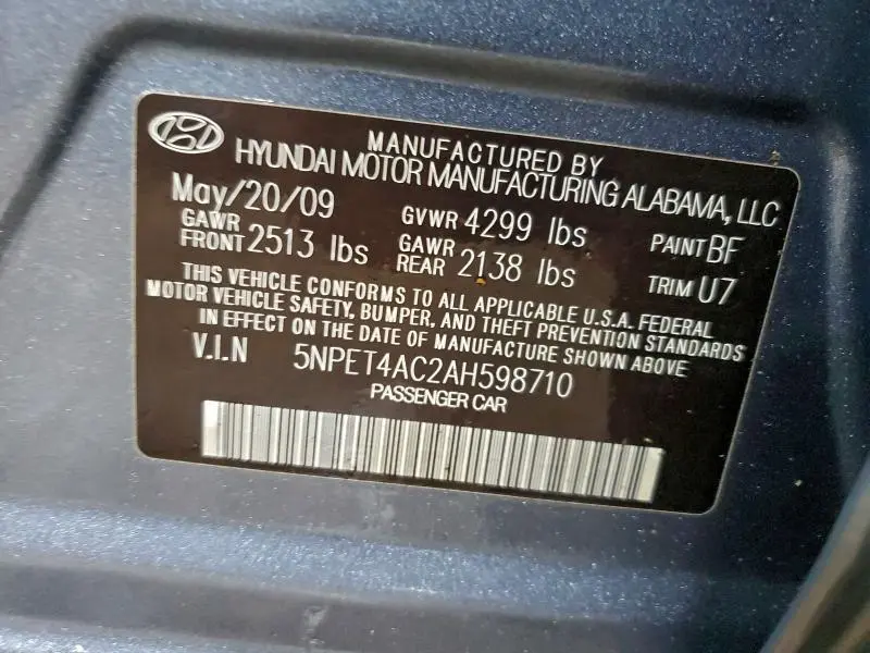 2010 HYUNDAI SONATA GLS  