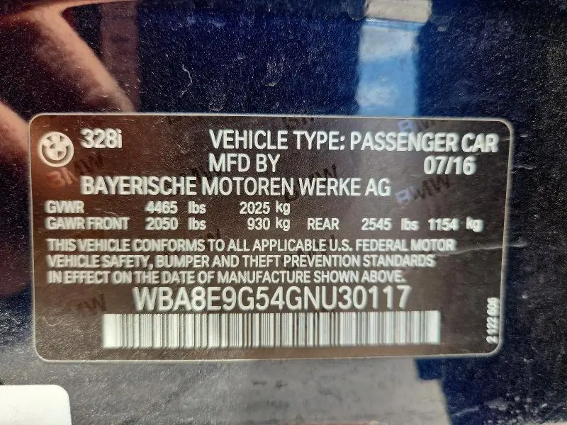 2016 BMW 328 I SULEV  