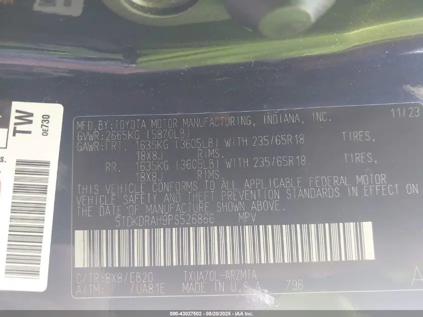 2023 TOYOTA HIGHLANDER XLE