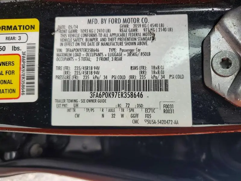 2014 FORD FUSION TITANIUM  