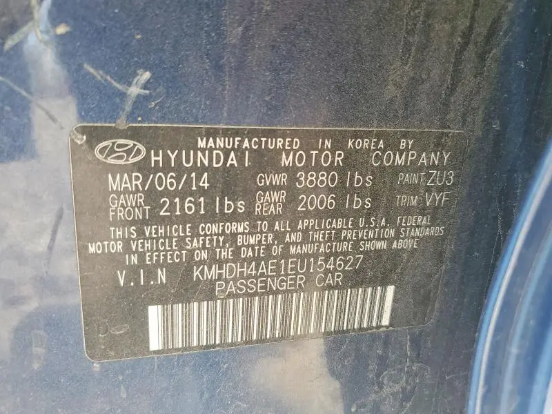 2014 HYUNDAI ELANTRA SE  