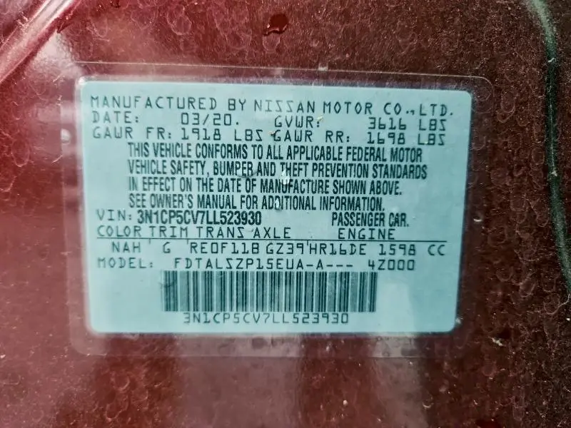 2020 NISSAN KICKS SV  