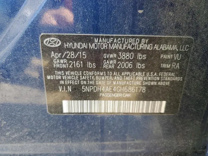 2016 HYUNDAI ELANTRA SE  